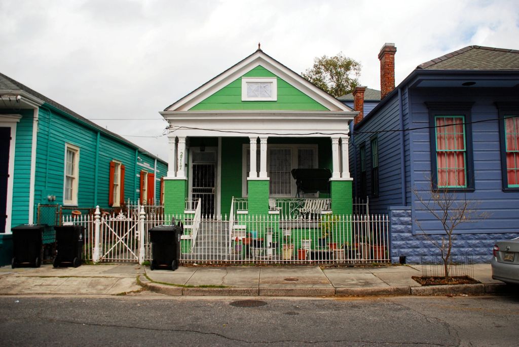 A New Orleans green shotgun house.